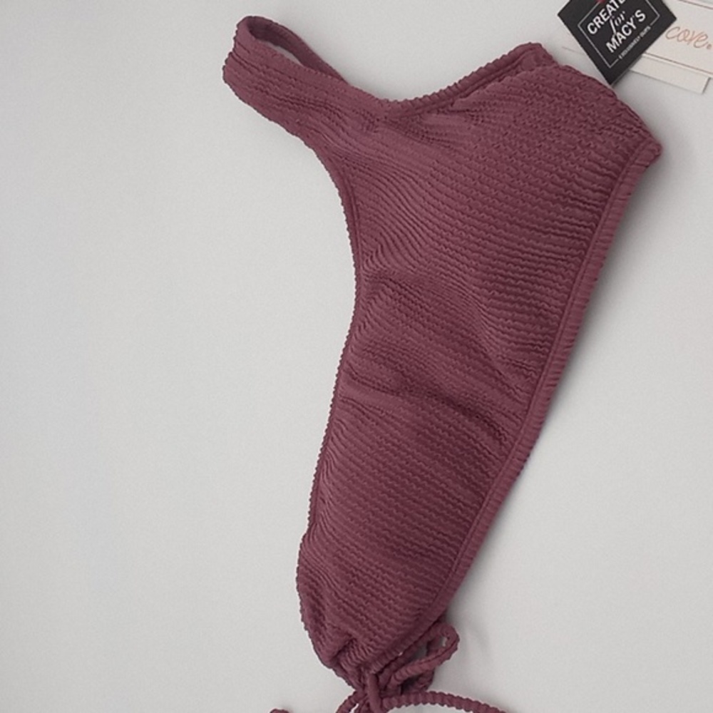 Salt + Cove Sandy Rib One-Shoulder Bikini Swim Top Mauve - Picture 2 of 15